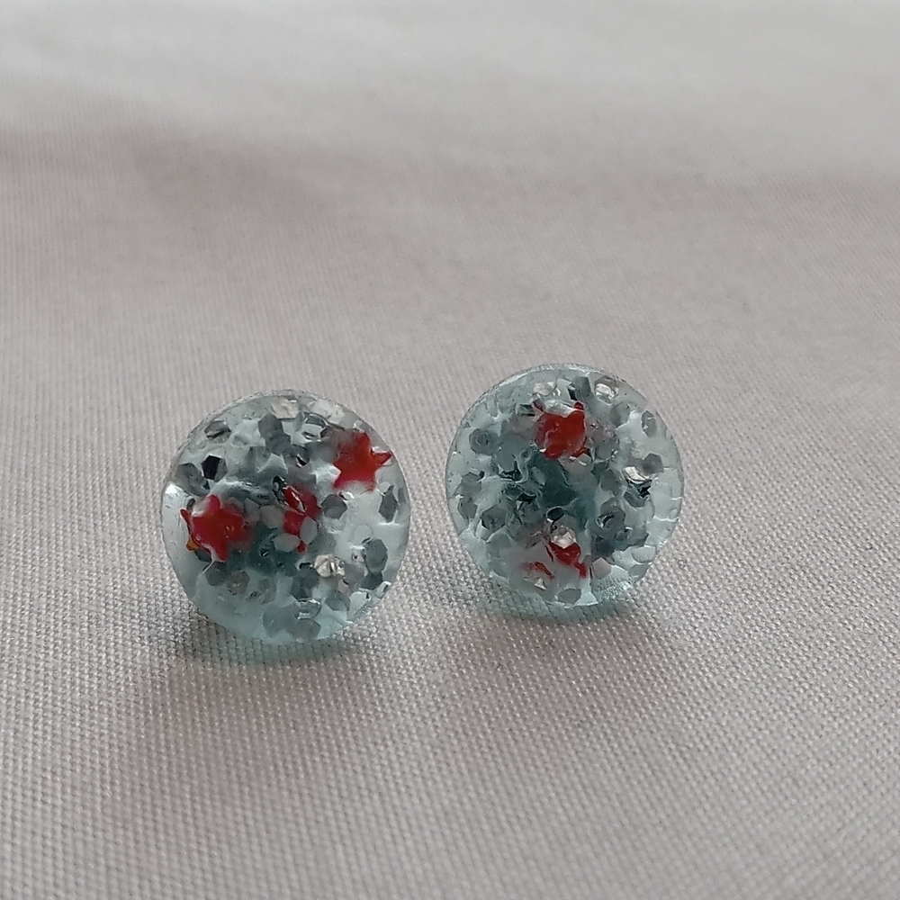 5/$25 Blue and Red Star Earrings